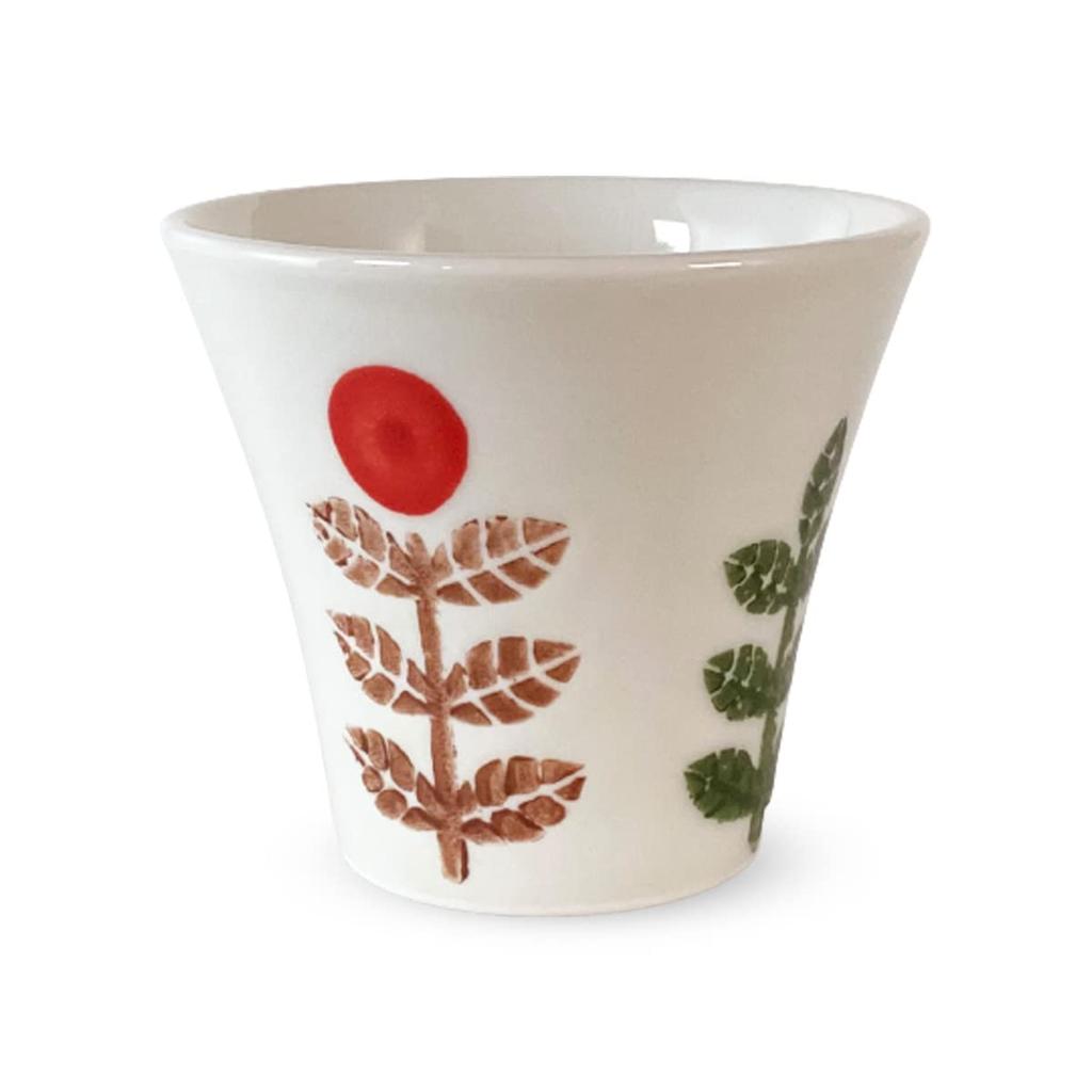 Hasami Ware Made in Ping Pong Mum Red J-kitchens Teacup, Japan, 130cc, Design, Small,