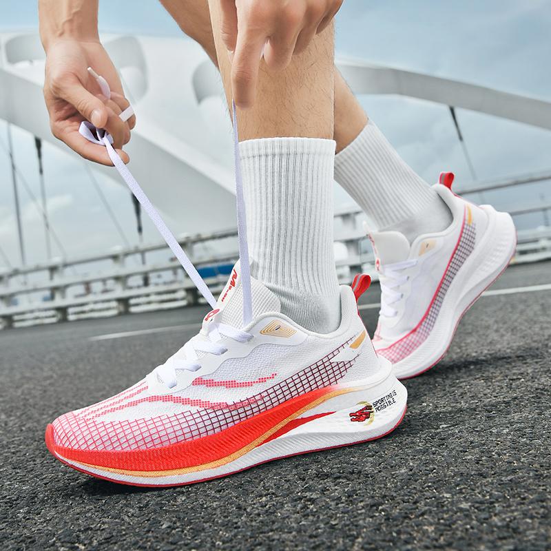 Pantofi sport de modă pentru bărbați și femei, pantofi de alergare casual, suprafață din plasă respirabilă, suport cu placă de carbon, talpă exterioară din cauciuc rezistentă la uzură