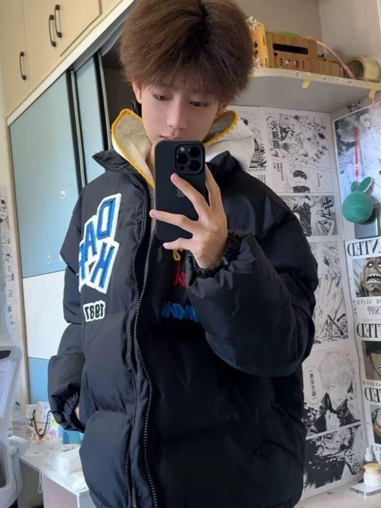 

2025 Boys Winter Thick Cotton Puffer Jacket: Warm, Casual Sports Fashion-Forward Design Large чорний