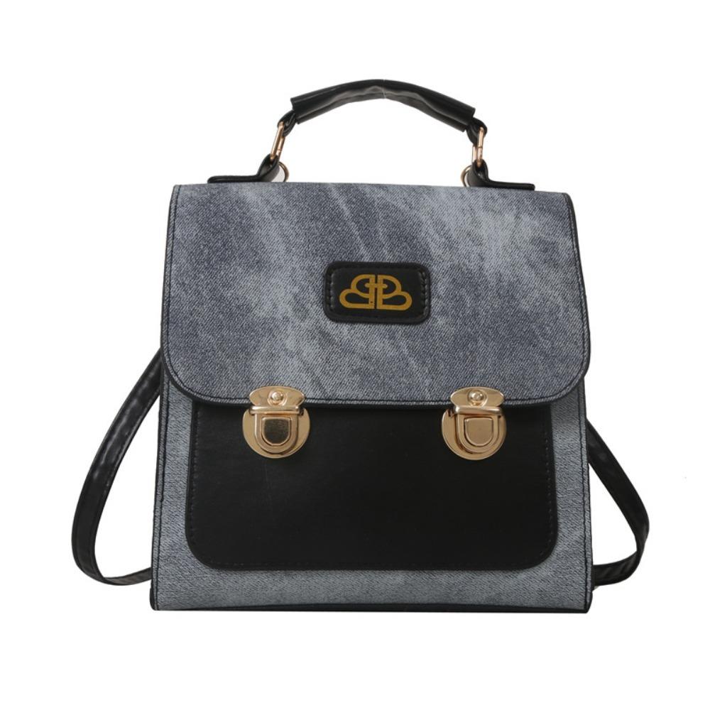 Double Usage Imitation Denim Backpack Preppy Style Shoulder Bag Tote Bag School Bag  Autumn