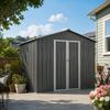 Metal Garden Shed 10x8 ft with Apex Roof in Grey as Outdoor Storage. The shed is equipped with an integrated floor frame. Floor area: 7.46 m².