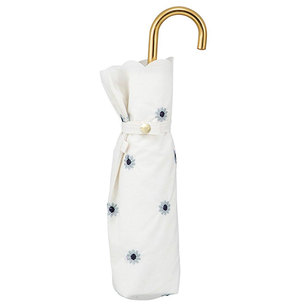 World Party Parasol Folding Umbrella White 50cm Ladies with Umbrella Bag Petit Daisy Embroidery Mini OF Off-White 801-119