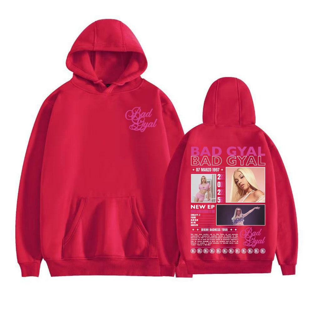 

Худи с принтом Bad Gyal Bikini Badness Tour для мужчин и женщин, модные эстетичные свитшоты, худи-пуловеры для осени/зимы XL красный