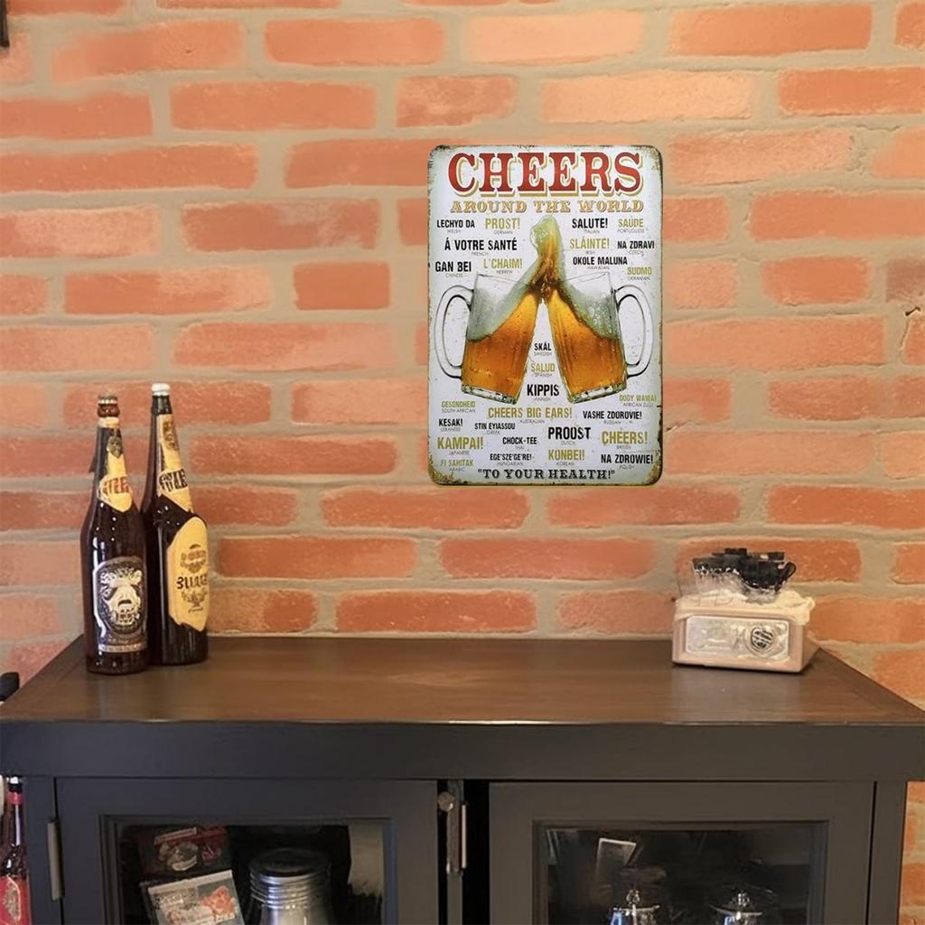 Vintage Beer Cheers Tin Sign Wall Plate Painting Decor Kitchen Bar Club Restaurant Pin Up Metal Signs Crafts Decorative Plaques