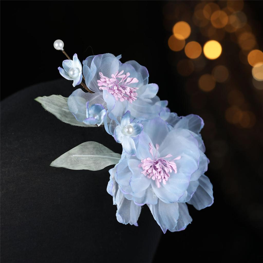 Flower Hair Clips Forks Chinese Hanfu Hair Accessories for Women Hairpin Fork Handmade Vintage Wedding Hair Jewelry Retro Crowns for Girl and Women