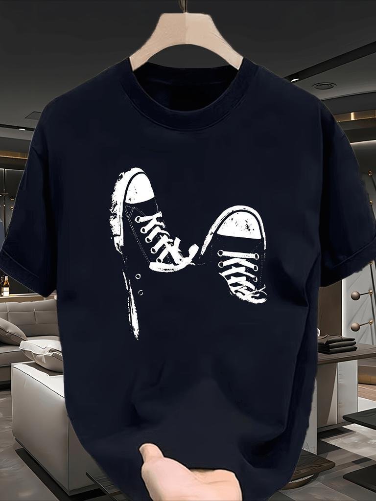 Men's Casual Short Sleeve Tee with Sneakers Graphic Printed Summer T-shirts Breathable Regularly Fit Casual Wear Printed Shirts