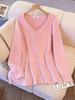 Plus Size Women's V-Neck Cardigan Sweater, Korean Style, Autumn/Winter, Slimming Knit Long Sleeve Top, Fits 130-300 Jin