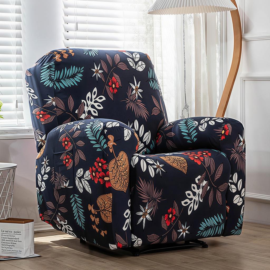 Sesselbezüge mit Taschen, bedruckt, floral, dehnbar, Sessel-Sofabezüge, rutschfeste Möbelprotektoren