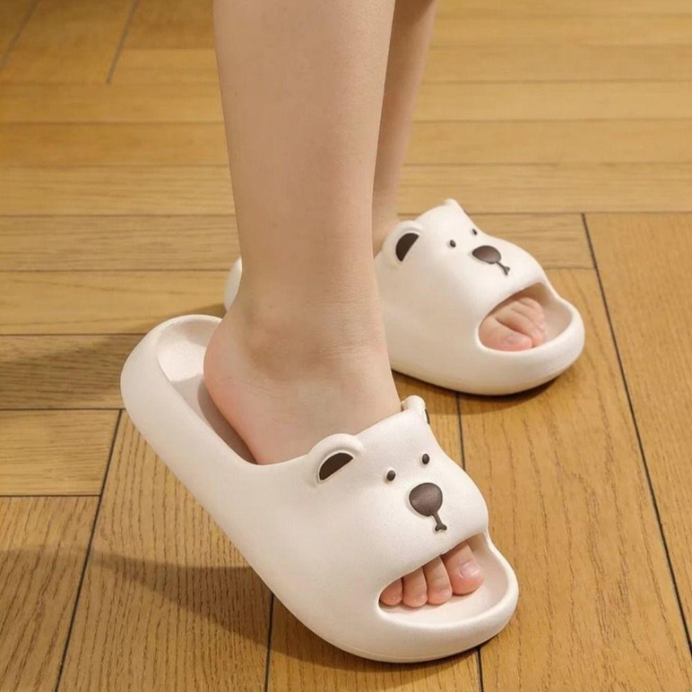 Thick Sole Indoor Flip Flops Cartoon Design Anti-Slip Slippers Practical Kids Slippers Indoor Wear