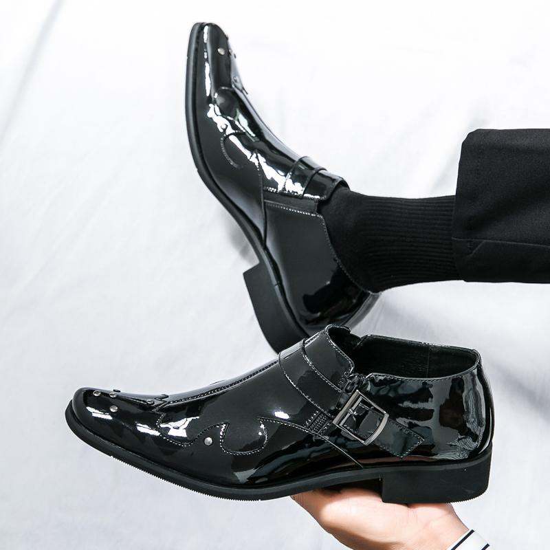 Fashion Men Formal Shoes with Black Brown Side Buckles Designed By Business Office Designers Fashionable Loafers Sizes 38-46 Men Shoes