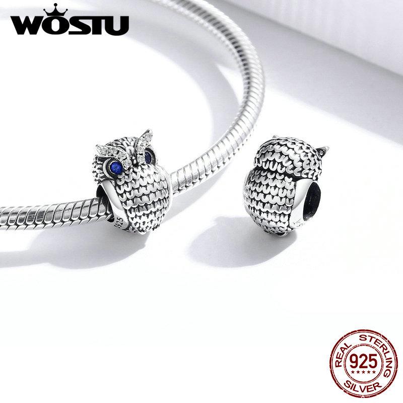 WOSTU 925 Silver Flamingo Bee Charms Ariel Balloon Coffee Girls Beads Dangle Fit DIY Original Bracelet Pendants Jewelry