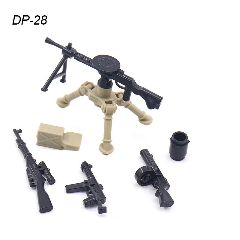 WW II Army Figures Accessory Parts Brick Playset WW2 Soldiers Army Warrior SWAT Police SWAT Machine Gun Scale Ratio Model Block Bricks Toys Playsetss