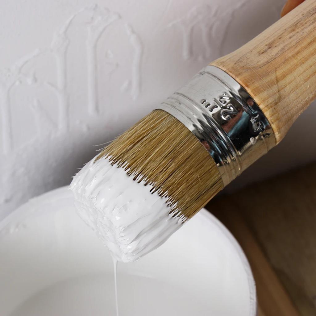1PC Wood Handle with Natural Bristles Chalk Oil Paint Wax Brush Stencils Art Decor Paint Brush Car Cleaning Brush