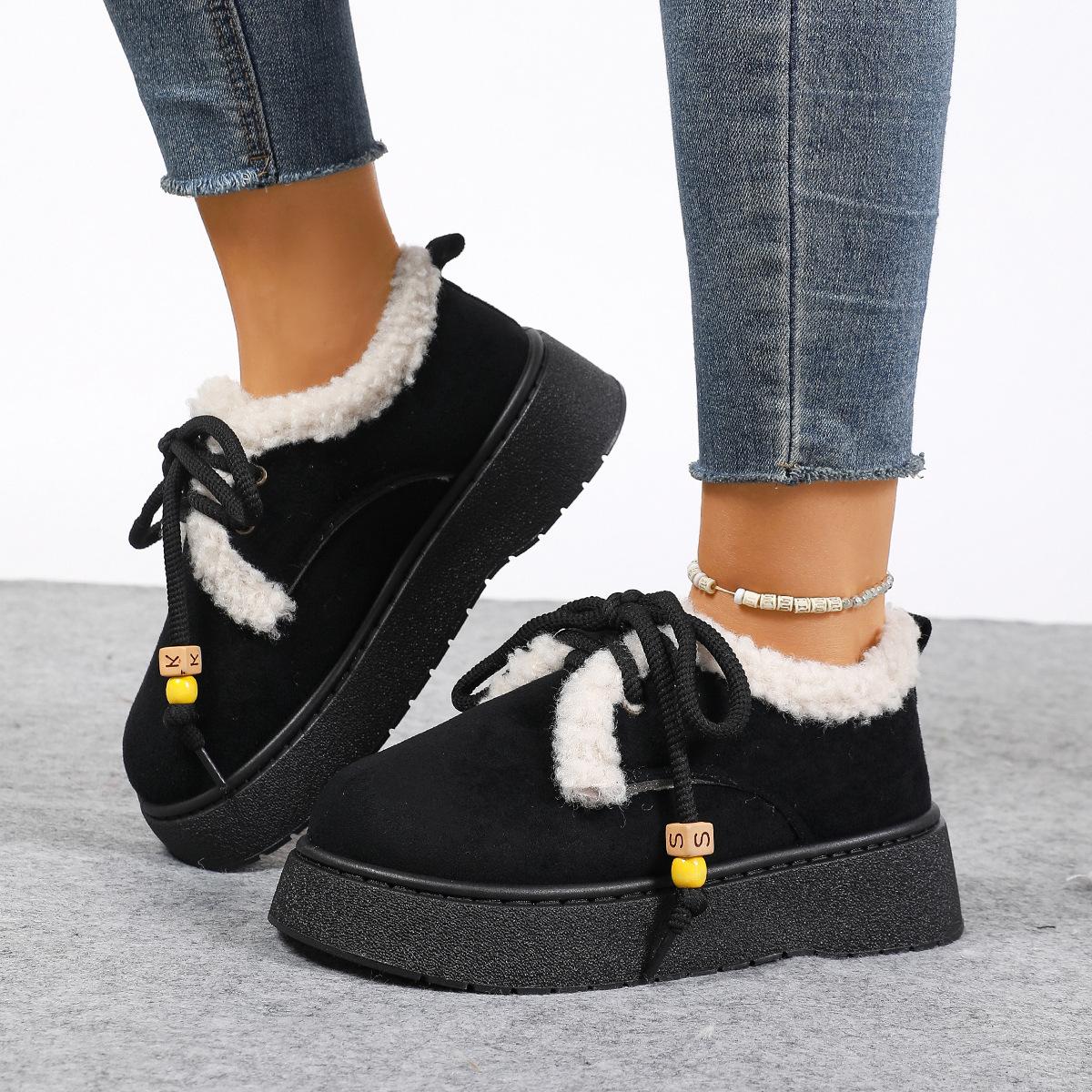 

Women s Winter Fashion Round Toe Designer Snow Boots Lace Up Walking Comfortable Lightweight Short Boots 36