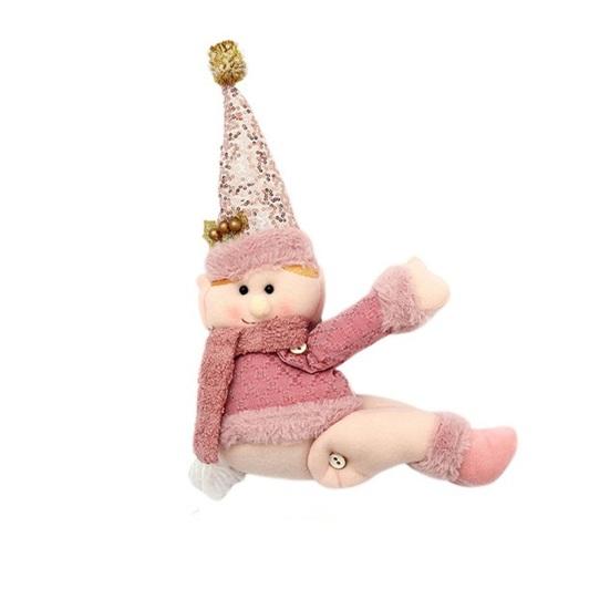 Rosa Schneemann Raffhalter Plüsch Schneemann Vorhangschnalle Cartoon Raffhalter für Feiertags-Heimfenster Weihnachtsbaumspitze Dekoration