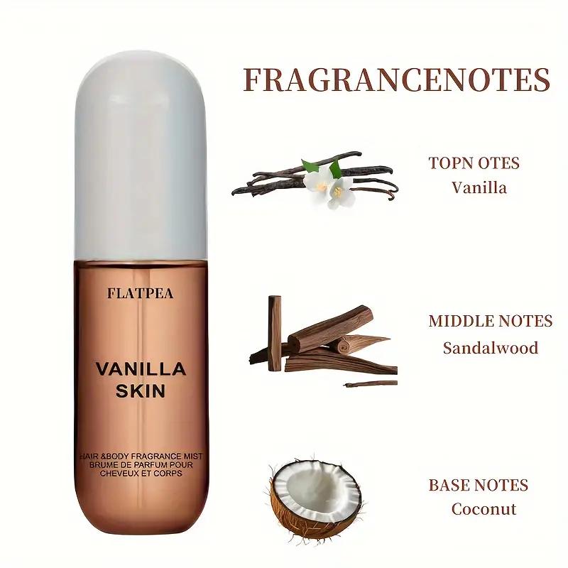 Parfum Vanille 50 ml, Brume Corporelle, Huile Essentielle de Vanille, Eau de Toilette Spray, Parfum Longue Durée pour Femme
