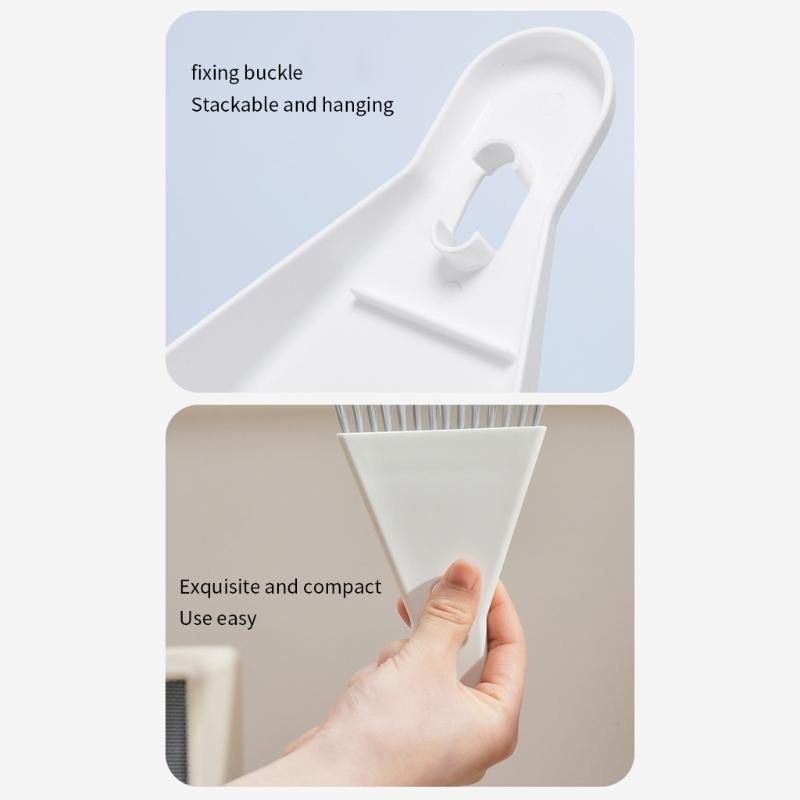 Dense Brush Dustpan Combination Modifiable Brush Space Saving Design Compact Desktop Broom And Dustpan Set