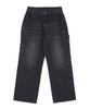 Biel Double Knee Carpenter Vintage Washed Work Denim Pants Black