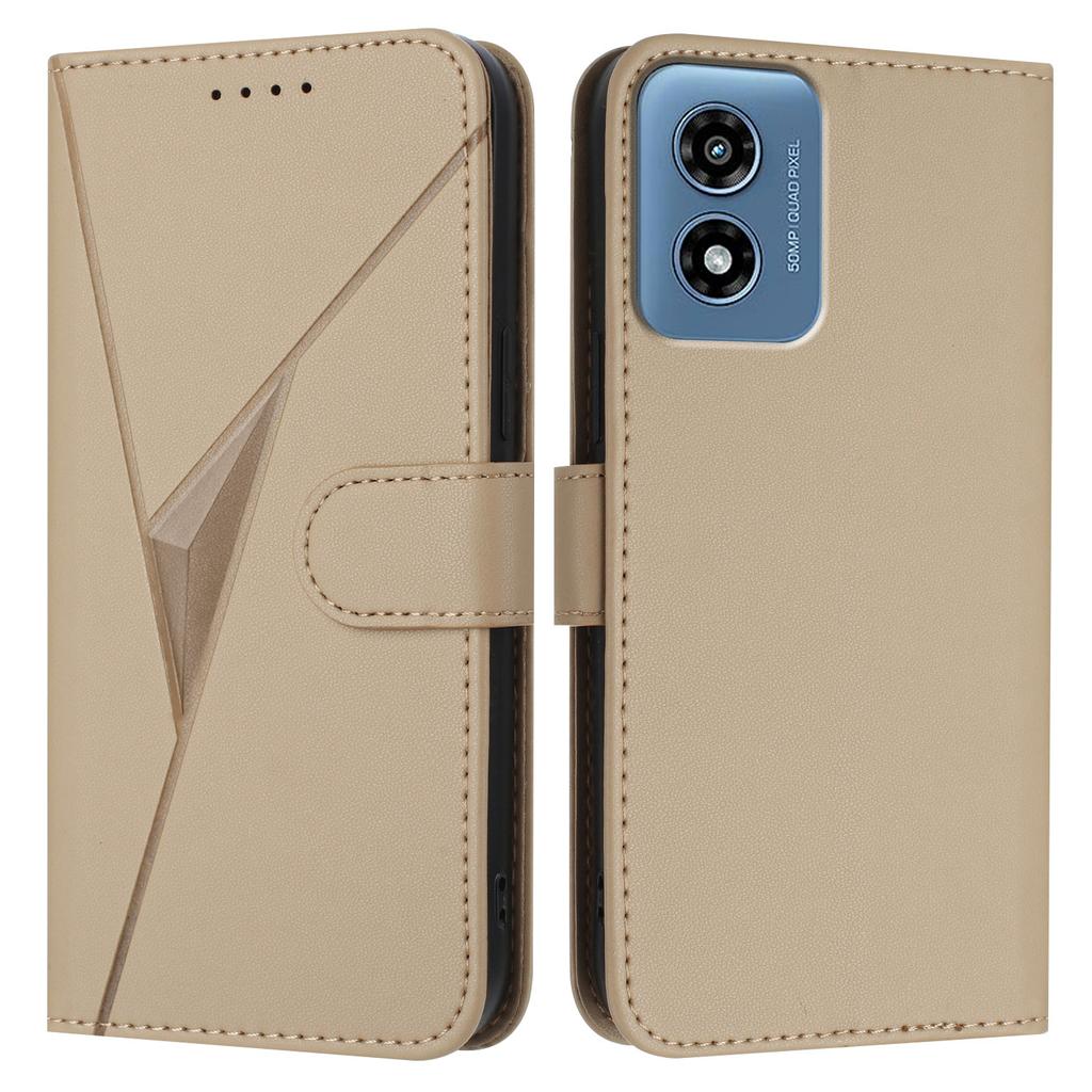 YX0090 For Motorola Moto G Play (2024) 4G Case Triangle Imprint Leather Phone Cover with Lanyard