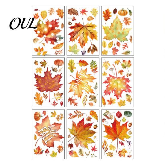 Autumn Scene Layout Supplies 9 Sheets Fall Woodland Animals Window Clings, Maple Leaf Pumpkin Soft Forest Animal Stickers Squirrel Fox Rabbit
