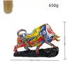 Creative Water Transfer Colorful Wall Street Bull Ornament, Resin Craft For Home Living Room Entrance Desktop Decoration