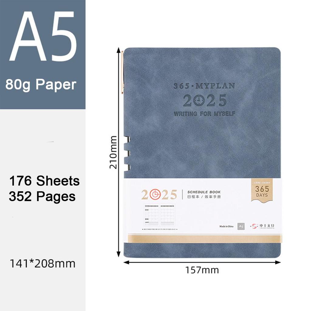 A6/A5/B5 Leather 2025 Business Schedule, Student Daily Planner, 365-day Record Book, Notepad, Memo, 176 Sheets, 352 Pages
