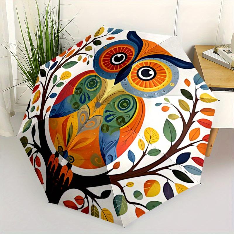 

1pc Owl Pattern Automatic Open/CloseUmbrella-CuteUmbrella with Cute Design, Portable 3-Fold Compact Umbrella for Men & Women, Valentine s Day Mot