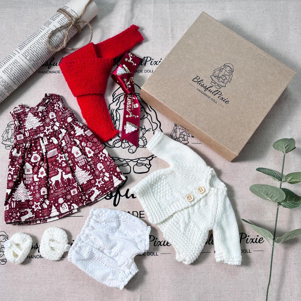 BlissfulPixie Handmade Waldorf Doll Clothes 30cm Clothing Set with Nice Box for Girls Christmas Birthday Gift Eva Clothing Accessories -