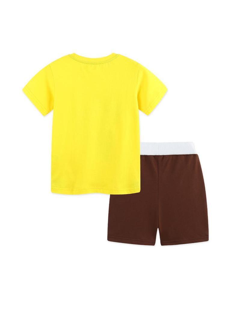 European & American Style Boys' Casual Knit Cotton Shorts & T-shirt Set - Toddler 2-Piece