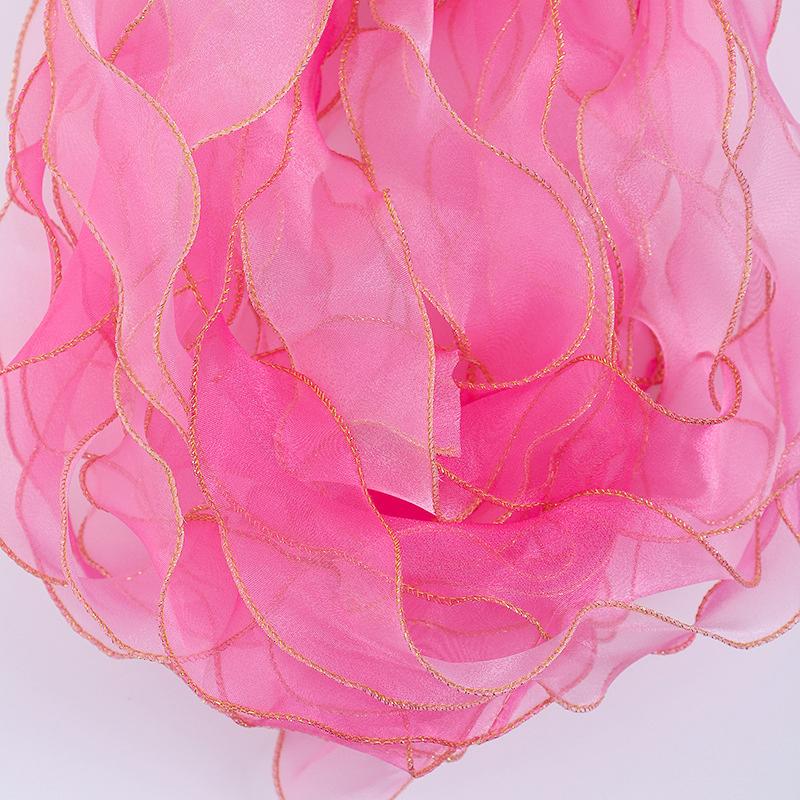 10Yards 4cm Iridescent Fishtail Edge Oganza Ribbon for DIY Headwear Hat Decor Gift Wrapping Craft Accessories Sewing Supplies