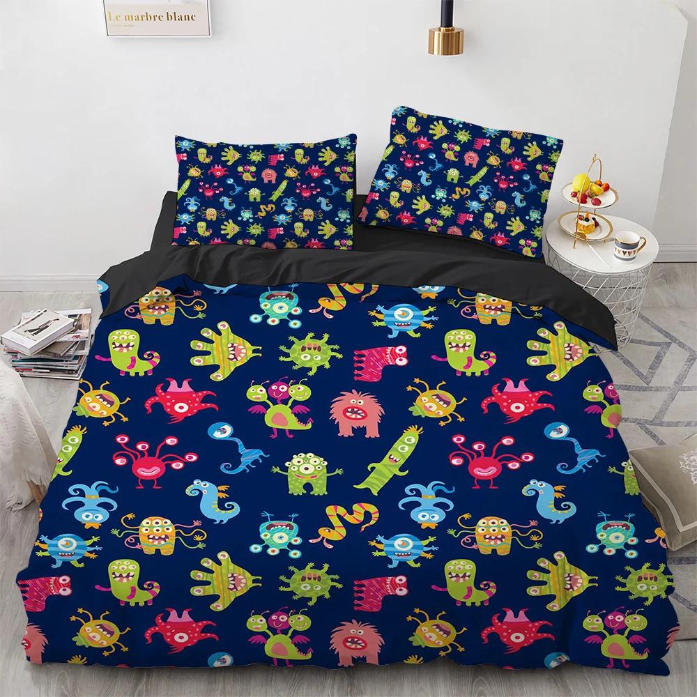 Comforter Microorganism Bacteria Comforter Bedding Set For Winter Little Monster Pathogen Be Riotous With Colour 3D