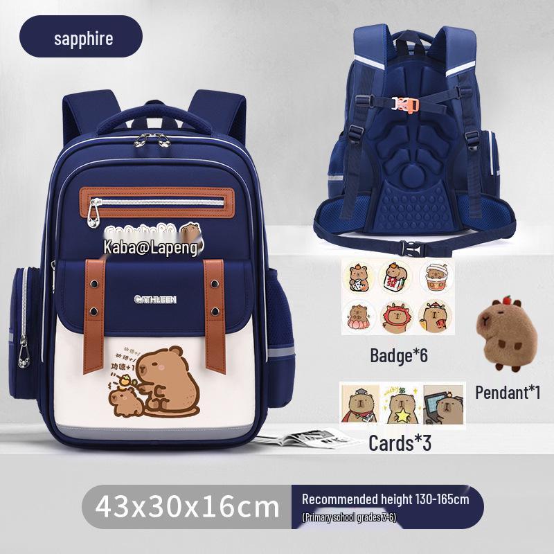 Capybara Oxford Spine-Support Backpack for Grades 1-6: Boys & Girls School Bag