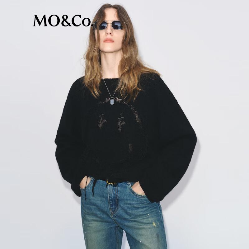 MO&Co. Women's British Style Loose Fit Round Neck Sweater