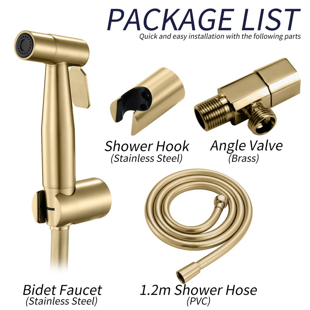 Bathroom Modern Wall-mounted Shower Bidet Sprayer Brushed Gold Hotel Toilet Use Easy Installation Water Bidet Shattaf