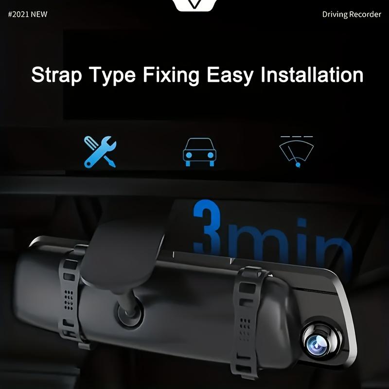 10 Inch IPS Touch Screen Dash Cam 1080P Wide Angle Lens Loop Recording Gravity Sensor Parking Monitoring