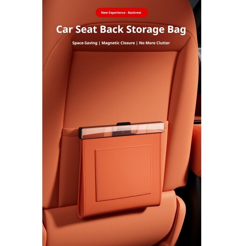Leather Magnetic Adsorption Storage Bag Storage Pocket Seat Hanging Trash Can  Car Storage