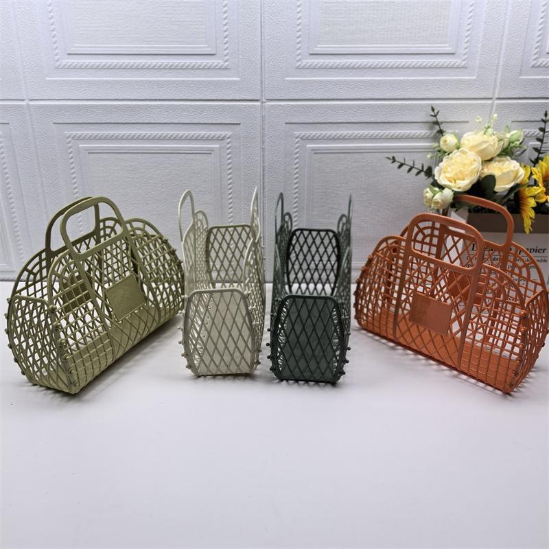 Plastic Bath Storage Basket Portable Hollow Out Quick Dry Bathroom Organizer for Home College Dorm Gym Shopping Use