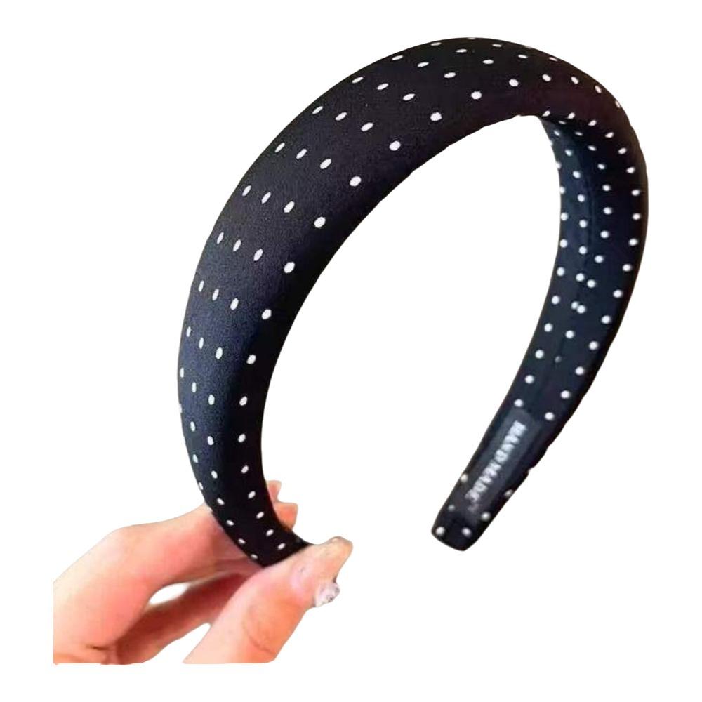 Black White Color Polka Dot Headband Non-Slip Temperament Hair Band Fashion Wide Headband  Casual