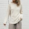 Women's Cable Knit Sweater, Color Long Sleeve Pullover for Fall Winter Casual Wear