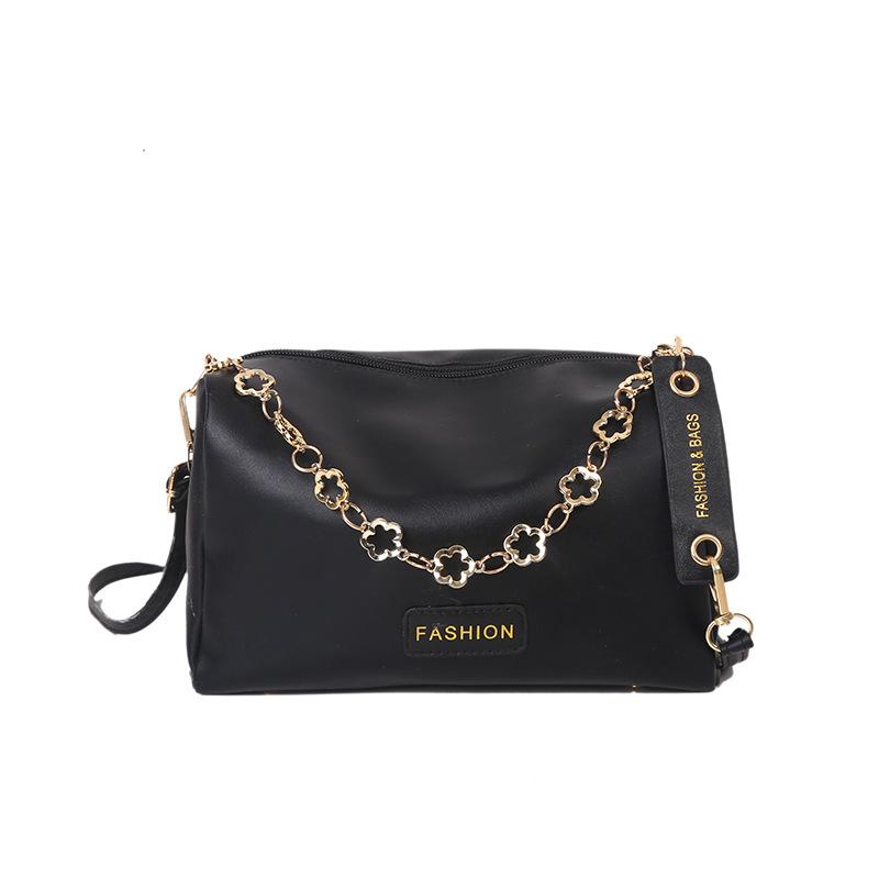 

Сумка через плечо из искусственной кожи для женщин, большая вместительная сумка через плечо, средний кошелек с цепочками чёрный