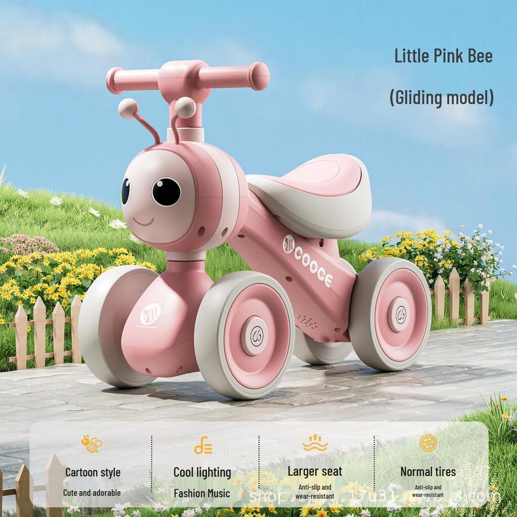 Children's 4-Wheel Balance Bike & Walker for Ages 1-6: Anti-Rollover Toddler Ride-On Toy