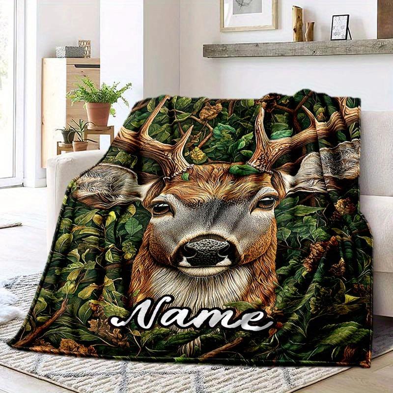 Deer Customize Your Name Blanket Warm Comfortable And Soft Blankets Are Suitable For Home Chairs Office Sofas Sofas Office Camping And Gifts For