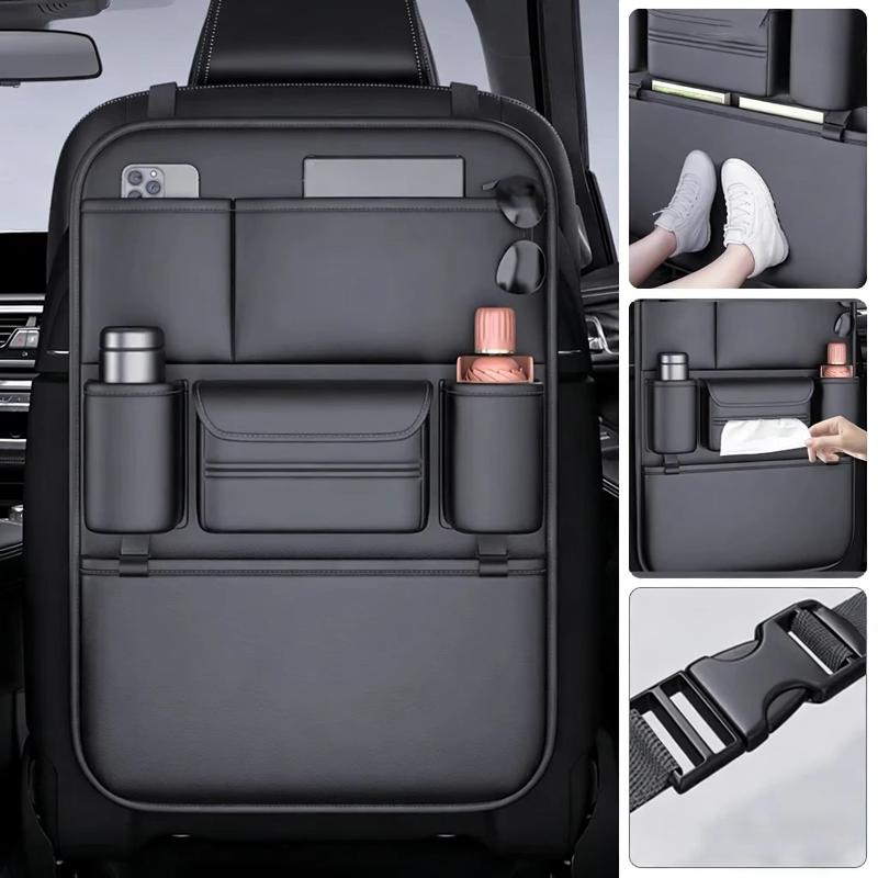 High-Capacity Car Seat Back Storage Bag Anti Kick Pad Multi-Pocket Backseat Organizer Bag Hanging Car Storage Pocket