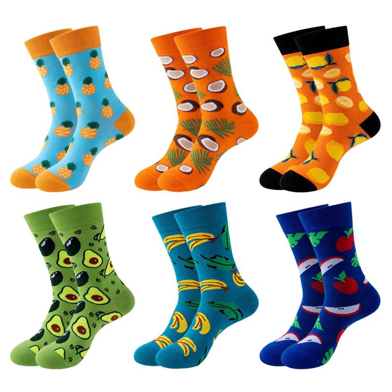 

6 пар новых милых забавных женских и мужских носков с изображением фруктов, лимона, банана, арбуза, авокадо, счастливых повседневных носков EU37-44 EU37-44
