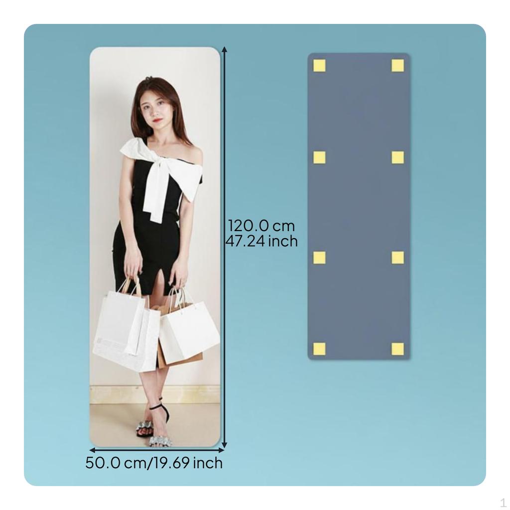 Acrylic Full Length Mirror, Automatic Wall Shatterproof, Lightweight, Home Decor Rnd Corner