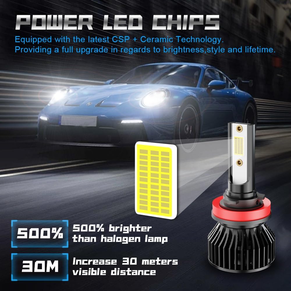 Fit For Nissan Altima 2007-2018 Headlight Bulbs Led, H9+H11 High & Low Beam Bulbs+H8/H11/H9 Led Fog Light Bulb,500% Brightness, 6000K White,Plug And