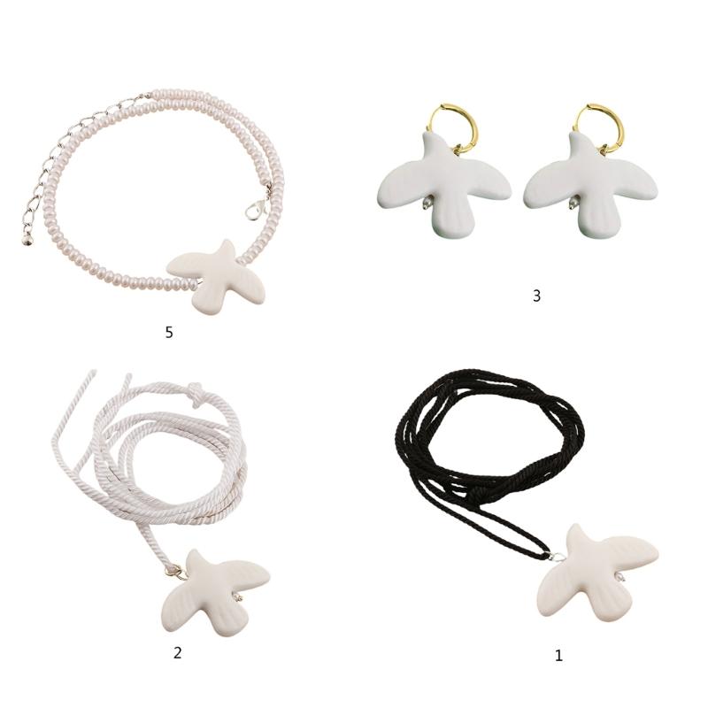 Elegant White Peace Doves Necklace Symbolizing Love and Hope Stylish Drop Earrings Suitable for Women and Girls Present