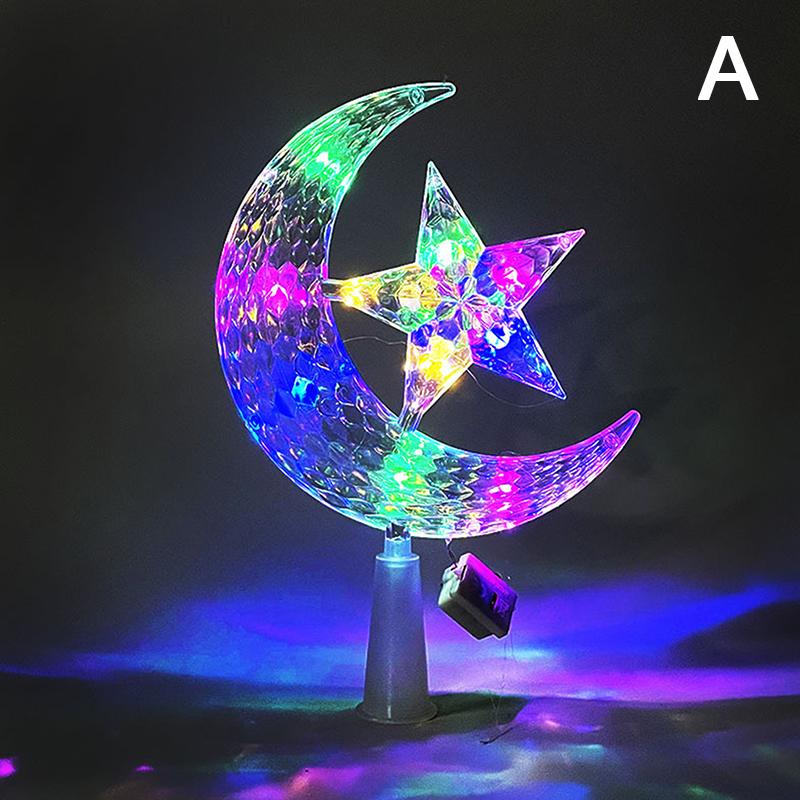 LED Mond Stern Weihnachtsbaumspitze Licht Dekorative Mond Stern Lampe für Eid Mubarak Muslimischer Schmuck Ramadan Dekoration