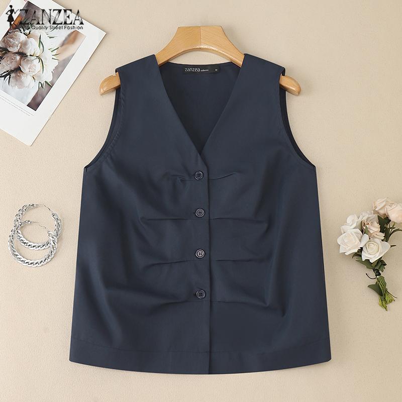 ZANZEA Women Casual V-neck Summer Sleeveless Tank Tops