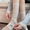 Women's White Mid-Calf Footless Cotton Socks - Thin Summer Style with Half-Length Leg Warmers, Suitable for Flip-Flops